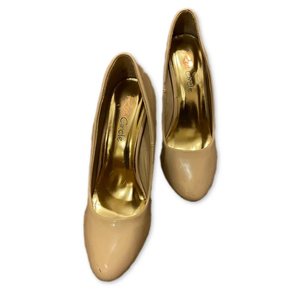 Red Circle Nude High Heels - Picture 4 of 8